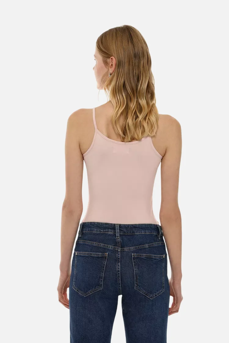 Stretch T-shirt with thin straps Pale Pink – Bild 4