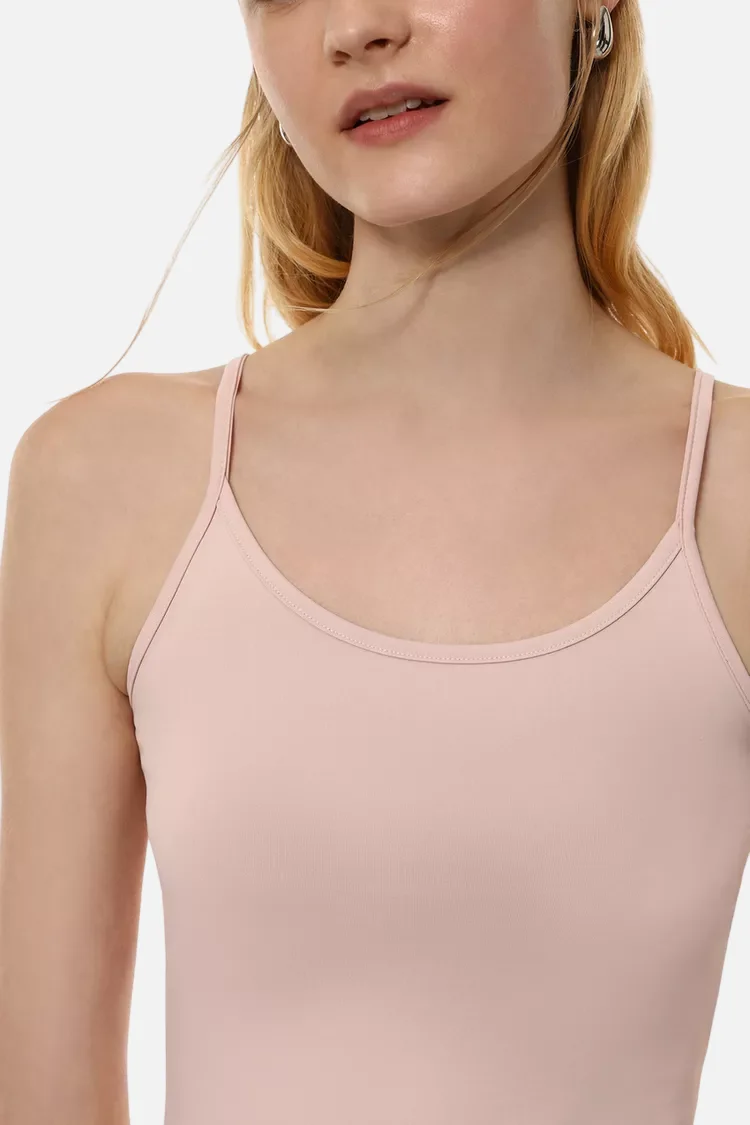 Stretch T-shirt with thin straps Pale Pink – Bild 3